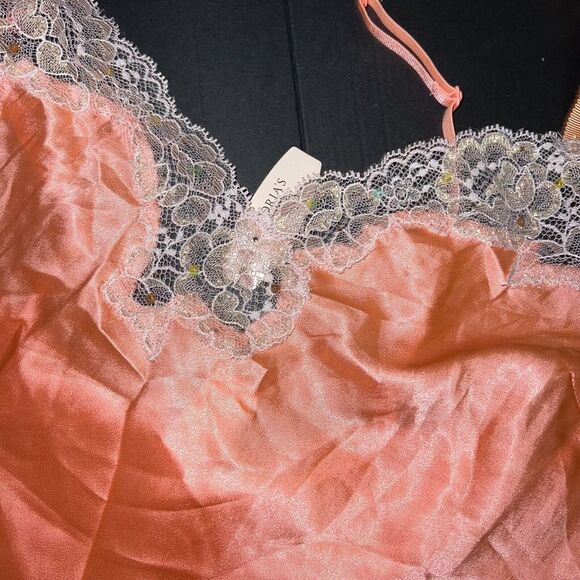 Victoria's Secret M slip BABYDOLL ORANGE GOLD lace sequined DREAM ANGELS RARE!!! - Picture 2 of 4